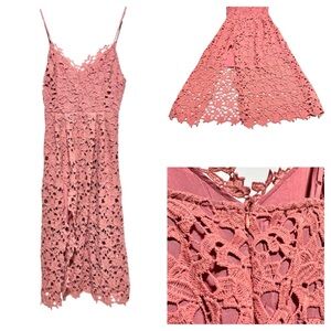 ASTR Lace Fit & Flare Midi Dress | Romantic Mauve Slip | Cottagecore